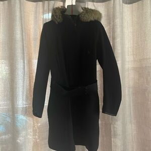 Prada wool coat with fur hood